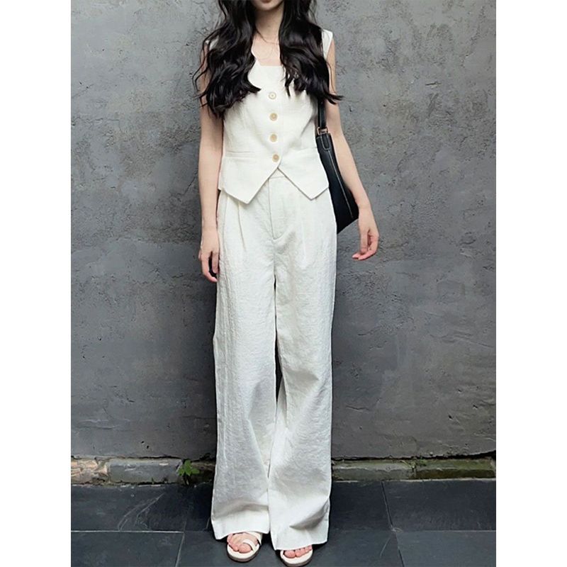 High Waist Wide Leg Pants Two-piece Suit Fashionable - Chic Angle
